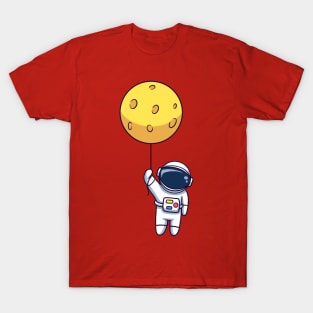 Astronaut Floating With Moon Balloon T-Shirt